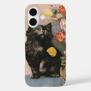 Coques iPhone 16 Animaux vintages, Cute Kitten victorien et Fleurs
