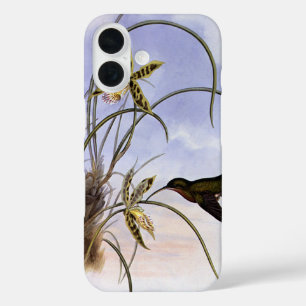 Coques iPhone 16 Animaux vintages, Fleurs d'orchidées d'oiseaux col
