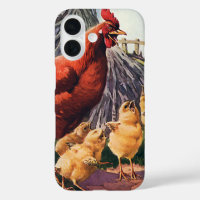 Animaux vintages, poulets avec bébés à la ferme