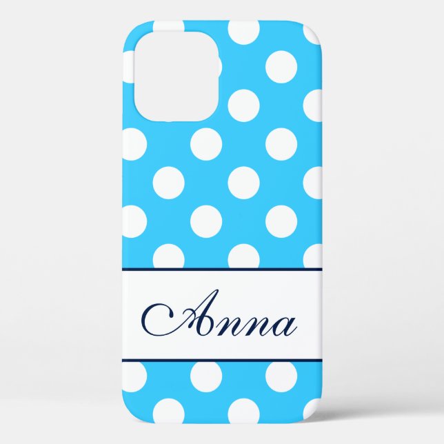 Coques Case-Mate iPhone Anna - Modèle de votre nom, Big Pois Blue (Verso)