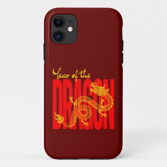 Coques Case-Mate iPhone Année du Dragon Rouge Or (Dos)