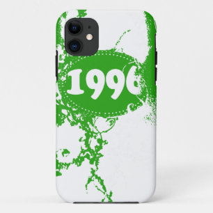 Coque iPhone 11 Anniversaire et depuis 1996 vintage (Vert, Blanc)