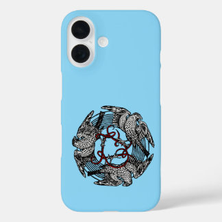 Coques iPhone 16 Antique Bookplate Trois Hawks William de Morgan