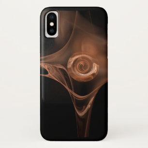 COQUE iPhone X ANTIQUE BROWN FRACTAL ROSE