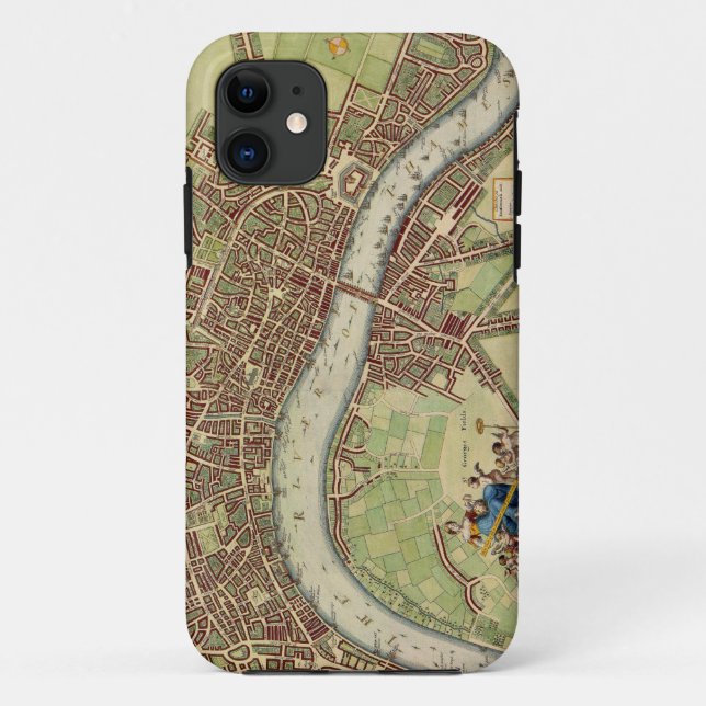 Coques Case-Mate iPhone Antique carte du 17ème siècle de Londres W. Hollar (Dos)