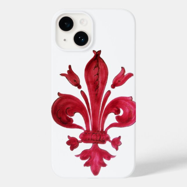 Coques Case-Mate iPhone ANTIQUE FLEUR ROUGE DE LIS EN Héraldique BLANC (Verso)