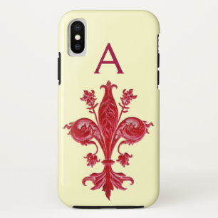 Etui iPhone Case-Mate ANTIQUE FLORENTINE ROUGE LILY, FLEUR DE LIS, Monog