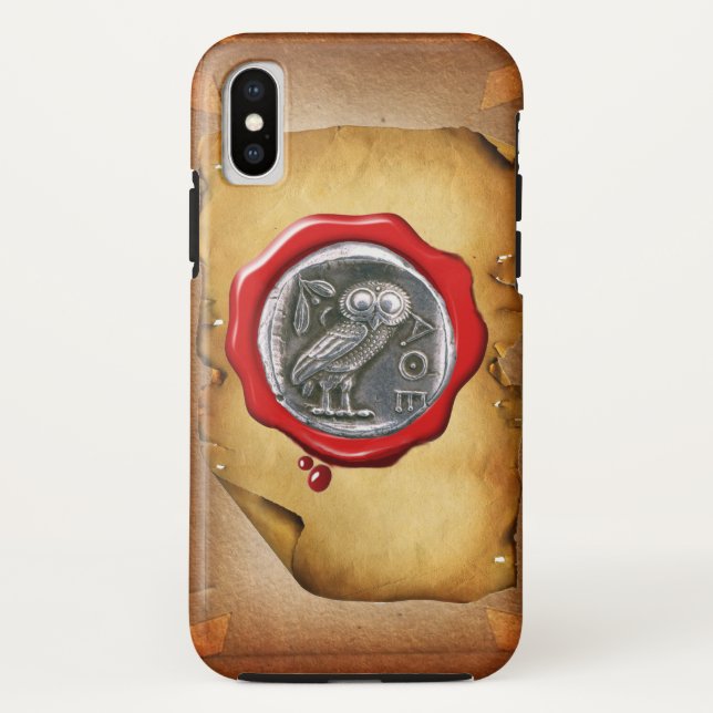 Coques Case-Mate iPhone ANTIQUE OWL SILVER RED WAX SEAL parchemin (Dos)