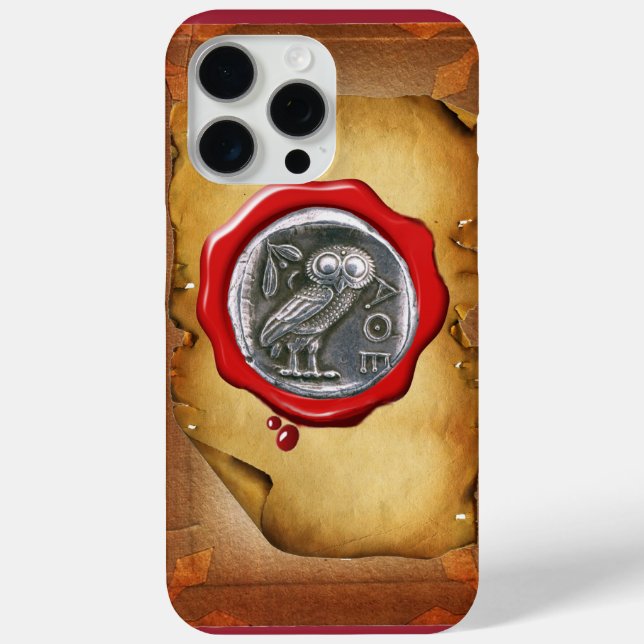 Coques Case-Mate iPhone ANTIQUE OWL SILVER RED WAX SEAL parchemin (Verso)
