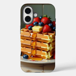 Coques iPhone 16 Antique Plate of Waffles with Strawberries 