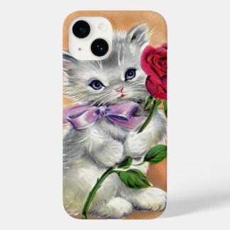 Coque Pour iPhone 14 Antique vintage chat coquette chaton mignon rose