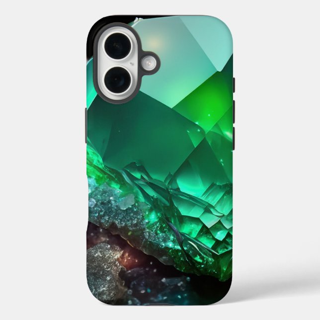 Coques Case-Mate iPhone Août Birthstone Peridot Neon Crystal Abstrait (Verso)