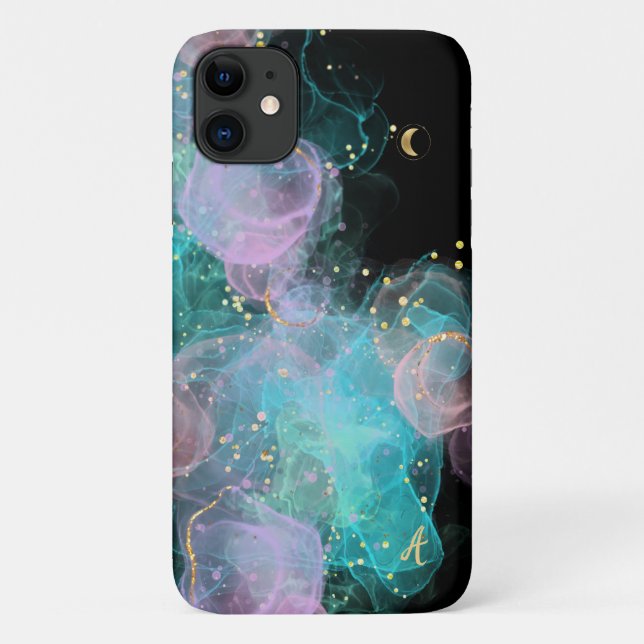 Coques Case-Mate iPhone *~* AP46 Pastel Gold Glitter Abstract Ink  (Dos)