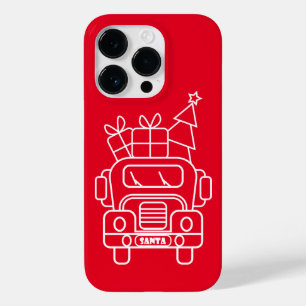 Coque Pour iPhone 14 Pro Aperçu camion de Noël Père Noël voiture vue avant
