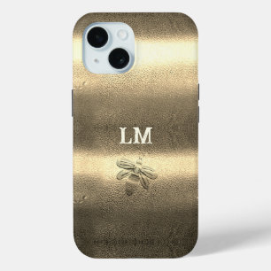 Coque Pour iPhone 15 Apparence cool or Bee Monogramme Initiales