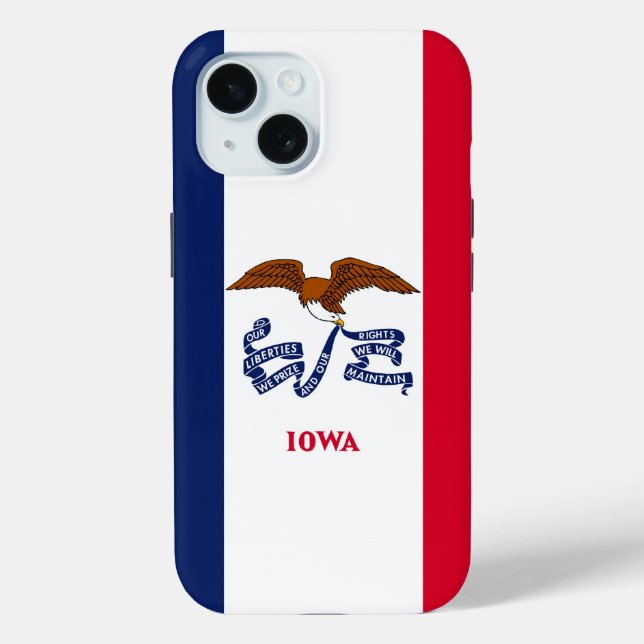 Coques Case-Mate iPhone Apple iPhone 15 Coque-Mate avec drapeau Iowa (Verso)
