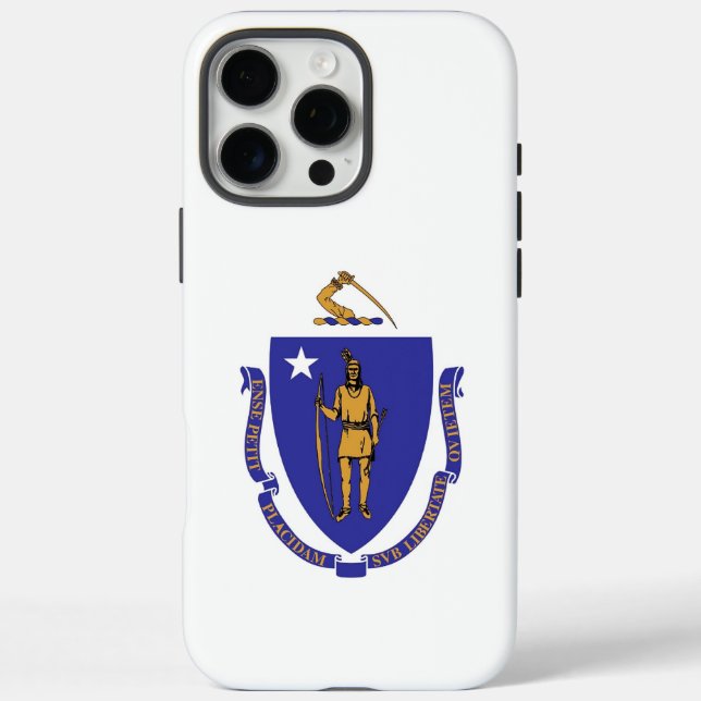 Coques Case-Mate iPhone Apple iPhone 16 Pro Max Coque, drapeau Massachuset (Verso)