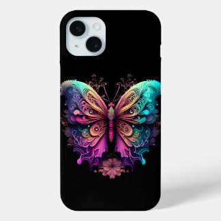 Coque iPhone 15 Mini Apple iPhone papillon arc-en-ciel espace phonecase
