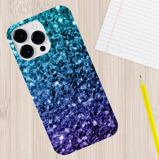 Coques Case-Mate iPhone Aqua blue Ombre faux scintillants de parties scint (Sparkle up and protect your phone with trendy faux sparkles phone case. In many different colors.)