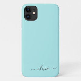 Case-Mate iPhone Case Aqua Blue Turquoise Girl Script Monogramme Nom Mod