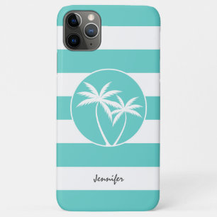 Case-Mate iPhone Case Aqua et Blancs et Palmiers avec nom