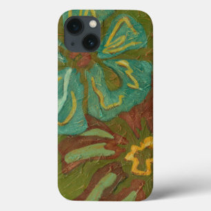 Coques Pour iPhone Aqua et fleurs oranges brûlées sur l'arrière -