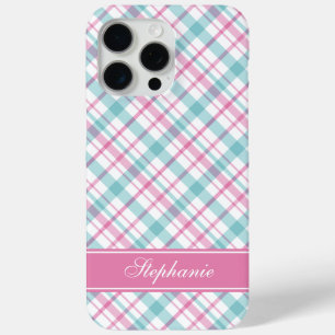 Coque iPhone 15 Pro Max Aqua et Motif à pâte rose