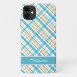 Etui iPhone Case-Mate Aqua et motif jaune de plaid