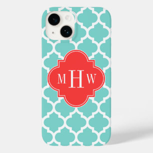 Coques Pour iPhone Aqua Marocain #5 Corail Rouge 3 Initiale Monogramm