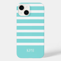 Aqua moderne Bleu et Blancs avec Monogramme
