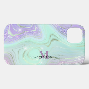 Case-Mate iPhone Case Aqua Purple Marbre cristal Agate Iridescente