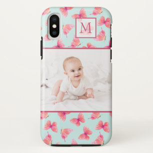 Case-Mate iPhone Case Aqua Watercolor Butterfly Monogram Photo