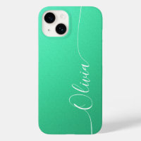 Aquamarine Blanc Élégant Calligraphie Nom du scrip
