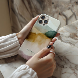 Coque iPhone 15 Pro Aquarelle Abstraite ton de la Terre personnalisée
