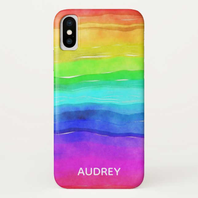 Coques Case-Mate iPhone Aquarelle arc-en-ciel dynamique personnalisée (Dos)