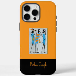 Coques iPhone 16 Pro Max Aquarelle, Art Africain, Guerriers Masaï