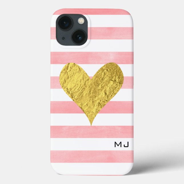 Coques Case-Mate iPhone Aquarelle avec Gold Foil Heart (Verso)