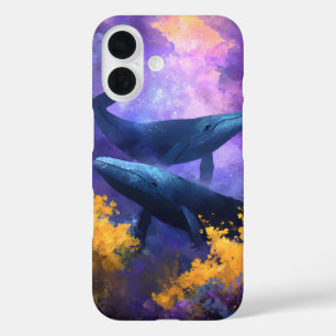 Coques iPhone 16 Aquarelle Baleines Jardin Océan Abstrait