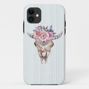 Case-Mate iPhone Case Aquarelle Bison Crâne Avec Fleurs