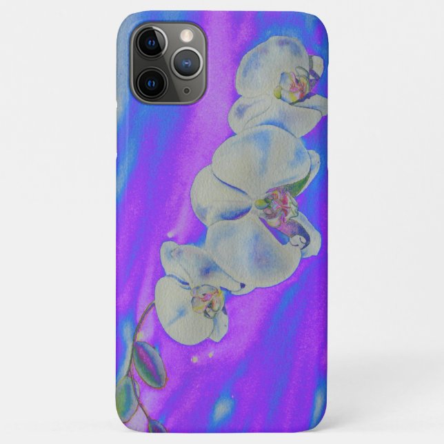 Coques Case-Mate iPhone Aquarelle blanche Orchidée violet bleu Breeze (Dos)