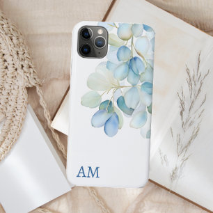 Case-Mate iPhone Case Aquarelle Bleu Botanique Hydrangée Monogramme