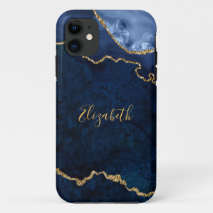 Case-Mate iPhone Case Aquarelle Bleu Marbre Or Géode Agate