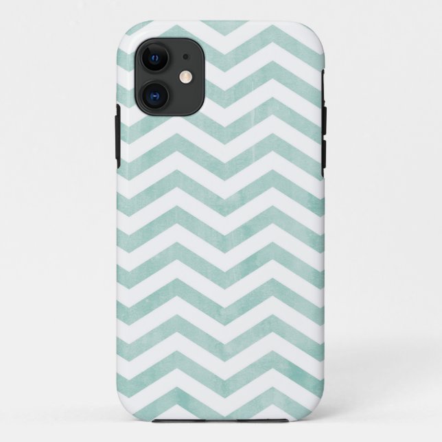 Coques Case-Mate iPhone Aquarelle bleu/Motif Chevron Turquoise (Dos)