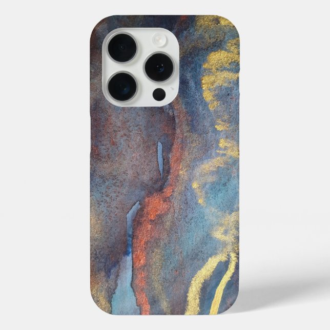 Coques Case-Mate iPhone Aquarelle bleu or Abstraite Marine Élégante Modern (Verso)