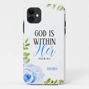 Case-Mate iPhone Case Aquarelle bleu Roses avec foi fille Feuille
