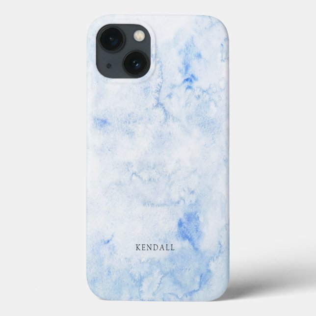 Coques Case-Mate iPhone Aquarelle Bleue Élégante (Verso)