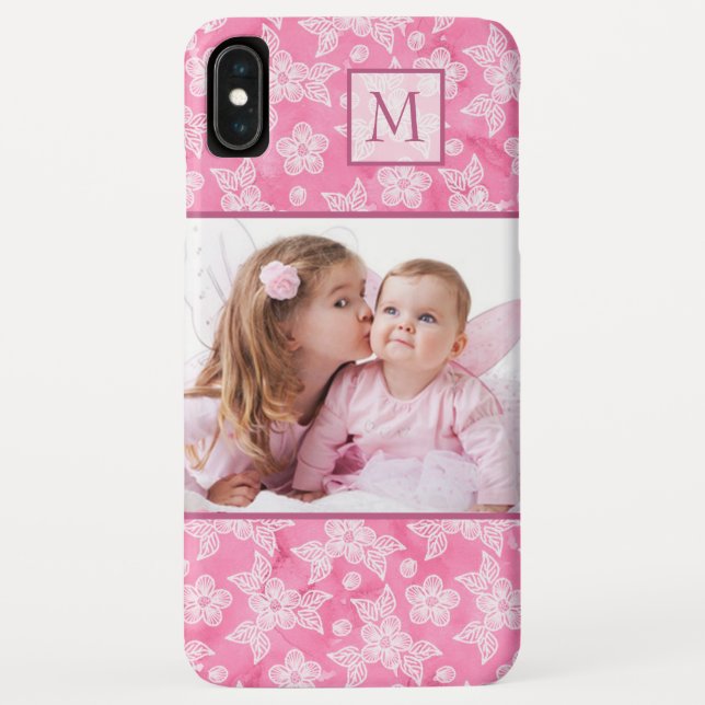 Coques Case-Mate iPhone Aquarelle Blossom rose Monogramme photo (Dos)
