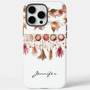 Coques iPhone 16 Pro Max Aquarelle Boho Leaf Feather Indian iPhone