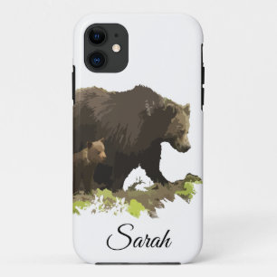 Case-Mate iPhone Case Aquarelle Brown Black Maman Papa Ours & Ours Anima