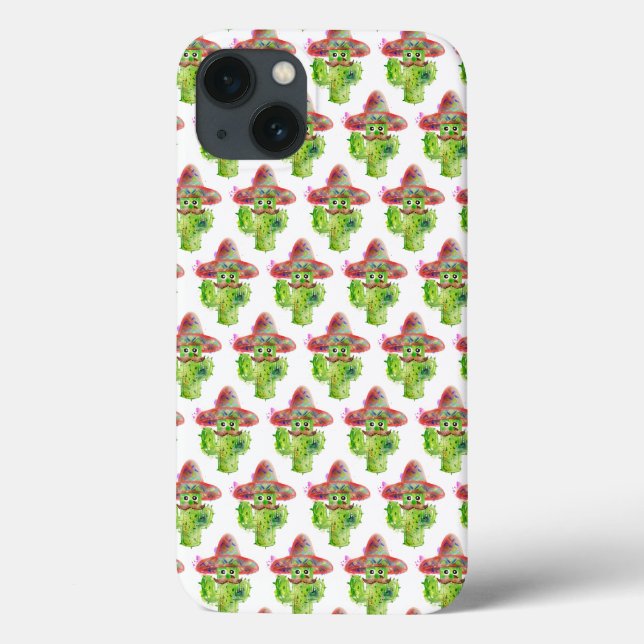 Coques Case-Mate iPhone Aquarelle Cactus Art Mustache Casquette Eyes Fun (Verso)